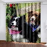 DRFQSK Vorhang Blickdicht Vorhänge Kinderzimmer Schlafzimmer Wohnzimmer Gardinen Verdunkelungsvorhang Thermovorhang Fensterdekoration 3D Tier Hund 160 X 100 cm（H X B） Ösenschal 2Er S