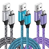 Micro-USB-Kabel, 1,8 m, 3 Stück, Android-Ladekabel, schnelles Aufladen, geflochtenes Micro-USB-Ladekabel für Samsung S7/S6/S5/J7/J6/J5/J3/Note 5, PS4, Kindle, Tablet, HTC, LG, Motorola, Nok