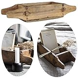 LS-LebenStil Alte Holz Aufbewahrung-Box Ziegelform 1-Fach 4 Griffe Original Unika Cutlery Dek