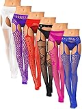 6 Paare Strumpfhosen (XL-XXL, Weiß, Lila, Rot, Schwarz, Rosenrot, Königsblau)