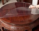 ZZeng RS Transparente Tischdecken-Schutz, transparente PVC-Tischdecke, wasserdichte Kunststoff-Schreibtischunterlagen, rutschfest, kratzfest, Tischschutz (rund, 105 cm)