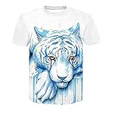 XDJSD Herren T-Shirt Kurzes T-Shirt Kurzarm Herren T-Shirt Herren Großes T-Shirt Reine Farbe Trendige Marke Casual Top Tiger Print Top