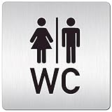 Kinekt3d Leitsysteme XXL Schild - Türschild • 125 x 125 mm • WC + Toilettten Piktogramm • 1,5 mm Aluminium Vollmaterial • 100% Made in Germany