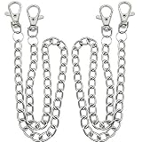 Gliederkette,BESTZY 2 Stück Metallkette Gliederkette mit Karabinerhaken Zubehör für Hut Kostüm Dekoration (Silber)