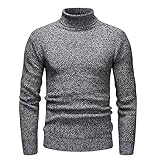 HUIWU Herren Rollkragenpullover Rollkragen Pullover Sweatshirt Sweater Herbst Winter Casual Basic Einfarbig Langarm Baumwolle Feinstrick Regular Fit Strickhemd Freizeithemd Langarmshirts Lang