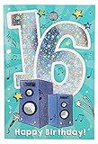 Depesche 5698.026 Glückwunsch-Karte mit Musik zum 16. Geburtstag, originelle Geburtstagskarte mit passendem Spruch und Innentext, inkl. Umschlag, 17,5 x 12