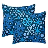 Kissenbezug Blaue Weihnachtsschneeflocken Polyester kissenhülle, für Sofa Outdoor Garden 2er Set 45x45