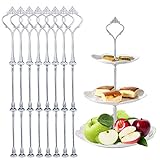 Vordas 8 Sets Etageren Stangen Set Metallstange Mittellochausstech 2 bis 3 Etage für Hochzeitstorte Etagere Tortenständer Tortenhalter Torten (Platten Sind Nicht Enthalten)