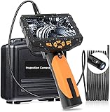 DUAL LINE Industrial Endoskop, 4,5 Zoll 1080p voll HD IPS LCD. Digitale Inspektionskamera, Boreskop-Schlangenkamera 8mm halbsteifes Rohr mit 6 LED Beleuchtung IP67. Wasserdicht, 2600mAh-B