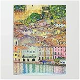 zkpzk Wandkunstdrucke Poster Gustav Klimt Bilder Home Malcesine Wandbild Dekoration Gardasee Leinwand Gemälde Wohnzimmer Poster -50X75Cmx1 Kein R