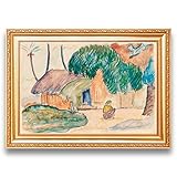 Palm Trees Hut Bilder Impressionismus Paul Gauguin Wandbild Aquarell Gemälde Reproduktion Ländliche Landschaft Posterdruck Modern Kunstwerk für Heimdek