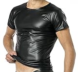 Latex Herren Shirt 1/2 Arm- Vinyl -Shirt VERANO VA-C32-000, Schwarz, XXL