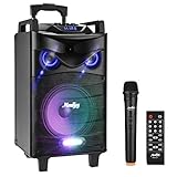 Karaoke Lautsprecher 140W Moukey Bluetooth Karaoke System, Tragbares PA Anlage mit DJ Lights VHF Mikrofon mit MP3/USB/TF/FM-Radio für Weinachten Party Rede Performance 10 Zoll-MTs10-1