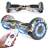 RCB Hoverboard 6,5 Zoll Elektro Skateboard für Kinder und Jugendliche Elektroroller mit Bluetooth - LED Licht Segway mit leistungsstarkem Motor Geschenk fü