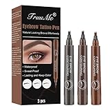 Eyebrow Tattoo Pen, Augenbrauenstift, Eyebrow Pencil, Tattoo Augenbrauenstift, 3 Farben Augenbrauen Färben mit Tips Wasserfester Langenhaltend für Natürlich Augenbrauen Schminke…