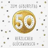 Geburtstagskarte zum 50. Geburtstag Black&Gold - Punkte - 15 x 15