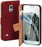 moex Handyhülle für Samsung Galaxy S5 Mini - Hülle mit Kartenfach, Geldfach und Ständer, Klapphülle, PU Leder Book Case und Schutzfolie - W