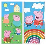 rainbowFUN.de Peppa Pig 2 x Handtuch 70x140 Baumwolle Strandtuch Badetuch Duschtuch George W