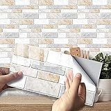 Exnemel 3D Peel und Sticks Backsplash, Fliesen Folie selbstklebend, Fliesenaufkleber 10x20 cm für Bad, Küche, Badezimmer, Böden, Treppen und Holzoberflächen (Warm White, 54pcs)