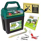 Power XXL B 9.000 Effektives Weidezaungerät 9V/12V Set inklusive internationalem Warnschild, Elektrozaungerät für einen sicheren Weidezaun, Pferd, Pony, R