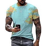 Shirt Herren Sommer Klassisch Mode Rundhals Regular Fit Herren T-Shirt Modern Trend Mode Karte Druck Herren Kurzarm Täglich Casual Atmungsaktives Herren F