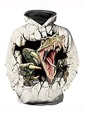 CAMLAKEE Kinder Dinosaurier Grafik Hoodies Jungen 3D Druck Kapuzenpullover Mädchen Pullover Unisex Lustig Hoodie mit Taschen 1 Etikettengröße L/128-134