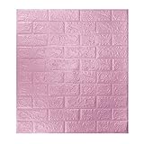 10 Stück 3D Wandpaneele Selbstklebend Tapete Ziegel, 77 x 70 cm Steinoptik Tapete Wasserdicht Wandaufkleber, Pink Wandtapete Schaumstoff für Wanddek