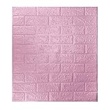 10 Stück 3D Wandpaneele Selbstklebend Tapete Ziegel, 77 x 70 cm Steinoptik Tapete Wasserdicht Wandaufkleber, Pink Wandtapete Schaumstoff für Wanddek