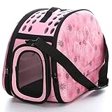 Tragetasche für Haustiere, Katzen, Outdoor, Reisen, tragbar, atmungsaktiv, für kleine Hunde, von Fluggesellschaften zugelassen, Tier-Transporttasche (M-42,9 x 29 x 32 cm, Rosa)
