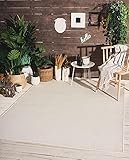 the carpet Mistra robuster Teppich, Flachgewebe, modernes Design, ideal für Küche und Esszimmer, Trendige Farben, besonders flach, auch für den Außenbereich, Creme, 140 x 200