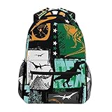 Großer Rucksack, personalisierter Laptop, iPad-Tablet, Reise-Schultasche mit mehreren Fächern,, Dinosaurier Tier Vintage,