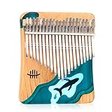 Kimi Kalimba, Harz Ocean Blue Kalimba, 21 Key Whale Flat Board Daumen Klavier mit Lernanleitung, Holz Finger Daumen Klavier Tragbares Musikinstrument Geschenke für Kinder, Anfänger,