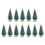 Hearthxy 12 Stück Mini Weihnachtsbaum künstlich Deko klein Tannenbaum Miniatur Tanne mit Schnee-Effek Grün Christbaum Weihnachtsdeko für Tischdeko Basteln Schaufenster (3.5/4.5/6.5cm)