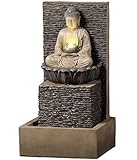Dehner Gartenbrunnen Buddha mit LED Beleuchtung, ca. 64 x 35 x 32 cm, Polyresin, b