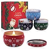 4 Stück Duftkerzen-Set, Christmas Scented Candle Set Duftkerze mit Sojawachs Duftkerzen Geschenk-Set Aromatherapie-Kerzen Weihnachtskerzen-Set für Weihnachten Geburtstagsgeschenk