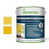 Derendo Holzfarbe gelb, 750ml seidenglänzend, Wetterschutzfarbe für Außen, Holzschutzfarbe mit hoher Deckkraft, wasserverdünnbar (750ml, zinkgelb RAL 1018)