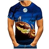 T-Shirt für Herren Kurzärmliges Oberteil Sommer Shirt mit Halloween-Bedrucktes Lässig Kurzarmshirt Freizeit Rundhals Tops Party Familie Einkaufen Fitness Sweatshirt M