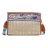 Stroh Crossbody Umhängetasche, Stroh Handtasche Frauen Bohemian Handgemachte Stroh Sommer Meer Strand Geldbörse Geldbörse, khaki, M