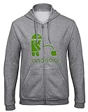 zagorka Apple vs Android Cooles Fun Grau Kapuzenpullover Hooded Sweatjacken mit Full Zip Reißverschluss -9135 - GR