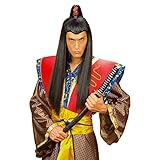 NET TOYS Schwarze Asia Herren Perücke Samurai Chinese Japaner Asiate schwarz Samuraiperücke Kostüm Accessoire Fasching