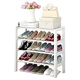 ZUQIEE Schuhregal, Multifunktionstür, einfaches Massivholz, mehrschichtiges Bambus-Schuhregal für Wohnzimmer, Veranda – weiß, platzsparend, einfache Montage (Farbe: Weiß, Größe: 65 x 21 x 68 cm)