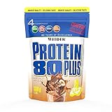 WEIDER Protein 80 Plus Eiweißpulver, Haselnuss-Nougat, Low-Carb, Mehrkomponenten Casein Whey Mix für Proteinshakes, 500g