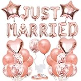 Hochzeit Heliumballons, Hochzeits Ballons Deko, Rose Gold Latex Ballons, Just Married Hochzeit Deko Set, Luftballons Dekoration, ideal für Hochzeit Valentinstag Verlobung Party Dek