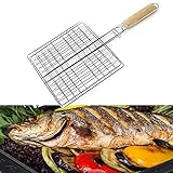 Kamenda BBQ Fisch-Grillkorb Fischbräter aus Edelstahl, Tragbares Grill Fischhalter Grillkorb für Grillen von Gemüse, Fischen, Garnelen (4 PCS)