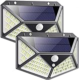 Aussen Solarlicht, Parkarma 2 Stück Aussenleuchte Solarlicht 114 LED IP65 Solar Wasserdichte Wandleuchte Led Solarleuchten für Außen 270°LED Solarbetriebene Lichter 3 Modi für Garage G