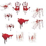 BLOUR PVC Horror   Glastür Halloween Home Decor wasserdichte Wandkunst Blut Handabdruck Fensteraufkleber DIY Wohnzimmer abnehmb