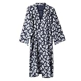 Qchomee Kimono Morgenmantel Herren Männer Yukata V-Ausschnitt Langarm Schlafmantel Hautfreundlich Bademantel Japanischer Saunamantel, L, M