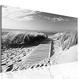 decomonkey Bilder Strand Meer 120x40 cm 1 Teilig Leinwandbilder Bild auf Leinwand Vlies Wandbild Kunstdruck Wanddeko Wand Wohnzimmer Wanddekoration Deko Natur L