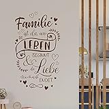 tjapalo® vr50 Wandtattoo Familie ist wo das Leben beginnt Wandtattoo Familienspruch Wandtattoo Wohnzimmer modern, Farbe: dunkelgrau, Größe: H80xB46