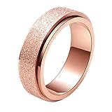 PAMTIER Damen Edelstahl Spinner Ring Sandstrahlen Fertig Hochzeit Band Rose Gold Größe 62 (19.7)